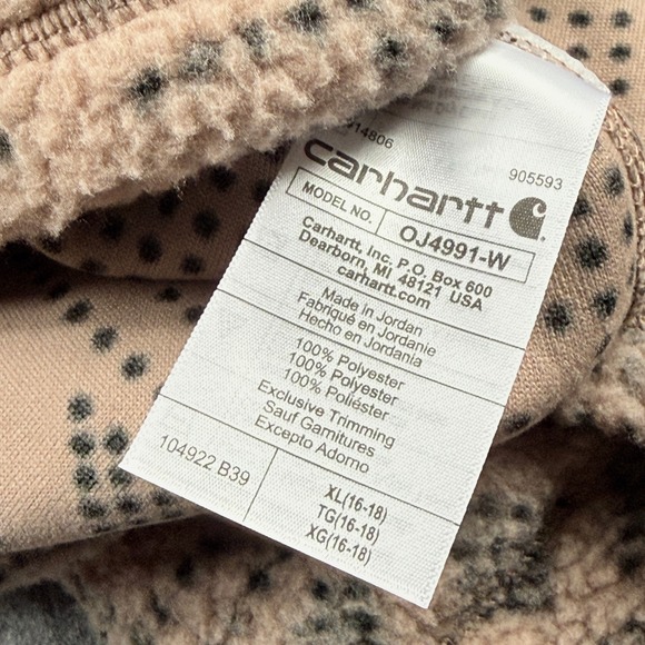 Carhartt Fleece Pullover Relaxed Fit Geo Aztec Warm Taupe, Women's Size XL - Picture 7 of 7